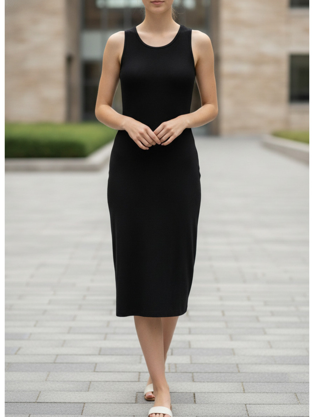 Apt. 9 | Sz M | Black Sleeveless Midi Dress